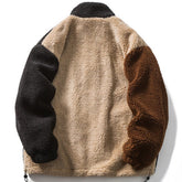 Manteau Sherpa patchwork à blocs de couleurs